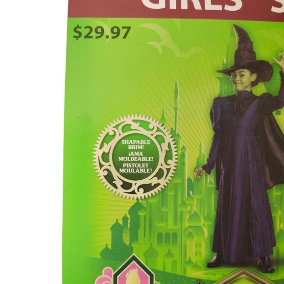 Disguise Girls S (6/6X) Wicked Elphaba Deluxe Costume With Dress, Cape and Hat - Picture 5 of 8